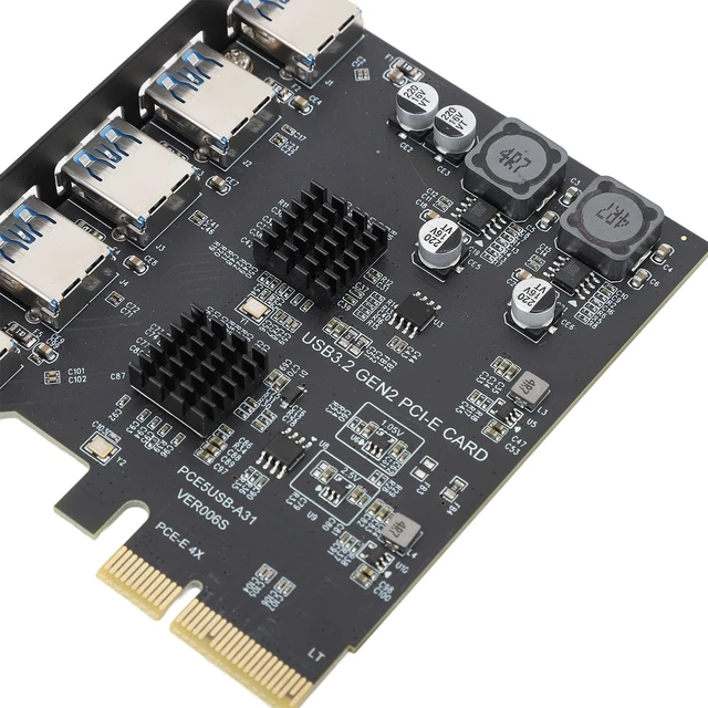 Alt view image 5 of 5 - USB 3.2 Gen 2 PCIe Expansion Card, 10Gbps 5 Ports Type A PCIe 4X Adapter Card, PCI Express Expansion Card for ASM3142 Main Control Chip, for 7 10 11 for Linux