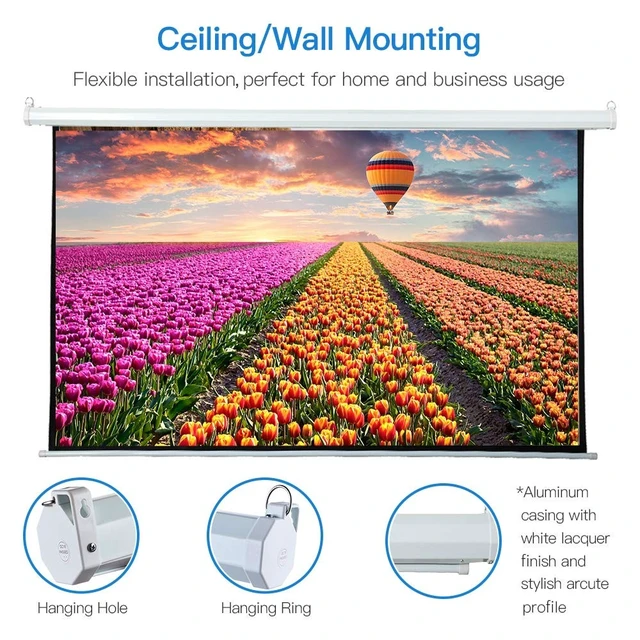 Alt view image 4 of 5 - Auto Motorized Projector Screen w/Remote Control, 120 inch 4:3, Silver