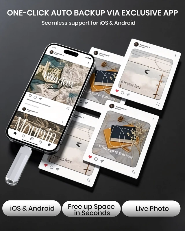 Alt view image 5 of 5 - 512GB Flash Drive for iPhone/iPad, USB-C Photo Stick with USB-A Adapter