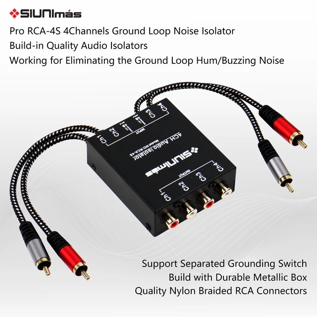 Alt view image 2 of 5 - SIUNIMAS Pro RCA 4 Channels Ground Loop Isolator with Nylon Braided Cord Car and Home Theater Using Noise Filter with Ground Lift Durable Metallic Box Design (SIM-4CH-RCA04A)