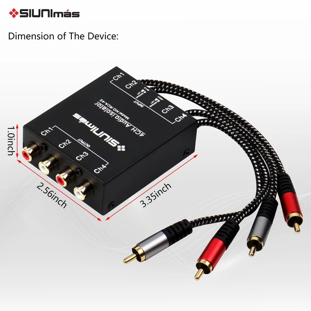Alt view image 5 of 5 - SIUNIMAS Pro RCA 4 Channels Ground Loop Isolator with Nylon Braided Cord Car and Home Theater Using Noise Filter with Ground Lift Durable Metallic Box Design (SIM-4CH-RCA04A)