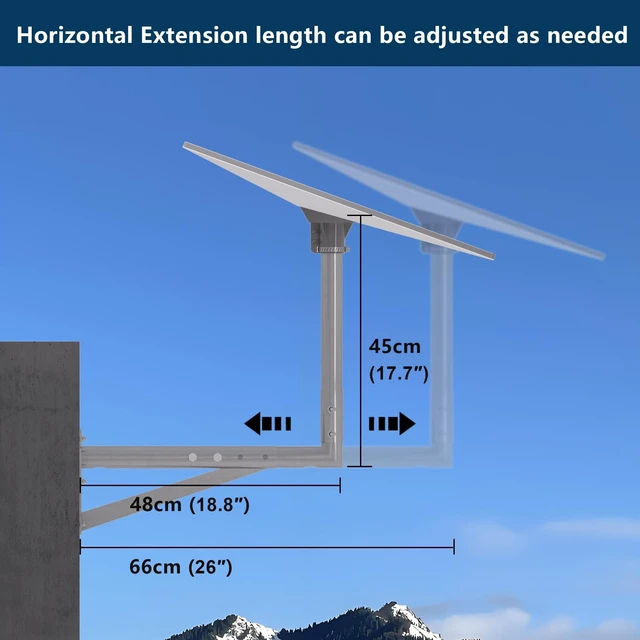Alt view image 2 of 5 - Starlink Standard 4/4X Wall Mount Extendable with Pipe Adapter, 18.8"-26" Ajustable Horizontal Arm/28.3" Vertical Clearance for Roof Eave & Wall Mounting, Stainless Steel Heavy Duty