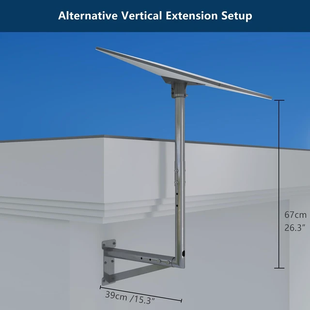 Alt view image 3 of 5 - Starlink Standard 4/4X Wall Mount Extendable with Pipe Adapter, 18.8"-26" Ajustable Horizontal Arm/28.3" Vertical Clearance for Roof Eave & Wall Mounting, Stainless Steel Heavy Duty