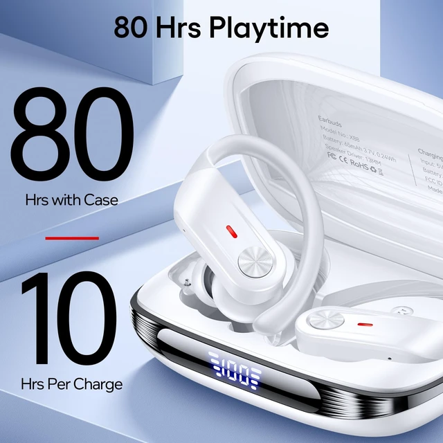 Alt view image 4 of 5 - Hybrid Active Noise Cancelling Wireless Ear Buds 80 Hrs Playtime Hi-Res Stereo Quality Bluetooth Earbuds with Transparency Mode Headphones Bluetooth Earhooks ANC Earphones for Work Sports Trave