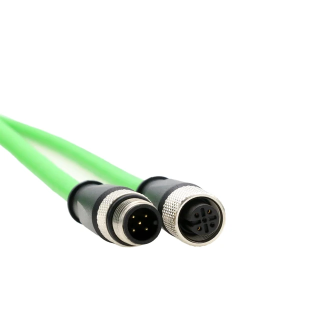 Alt view image 2 of 5 - HangTon M12 Ethernet Cable for Industrial Control Automation IO Link Fieldbus NMEA2000 Sensor Network CAN Bus, A-Code 5 Pin Male to 5 Pin Female, CAT6, Shielded, Waterproof, Green, 5M