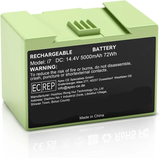 Main image of 5000mAh i7 Battery Replacement for iRobot Roomba i7 i7+ i3 i4 j7 j7+ e5 e6 i7 7150 7158 i7+ 7550 7558 i8 815020 i8+ 855020 i4 415020 i4+ 455020 i3 3150 i3+3550 j7 J715020 j7+ 755020 e5 5150 e6 6198