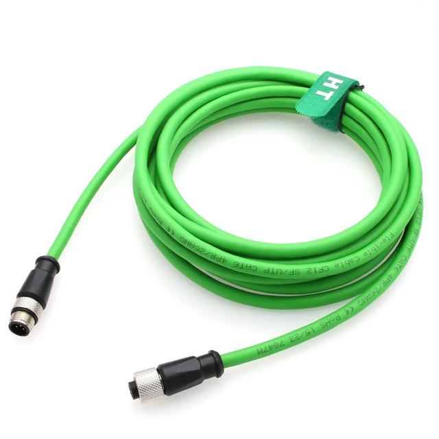 Alt view image 5 of 5 - HangTon M12 Ethernet Cable for Industrial Control Automation IO Link Fieldbus NMEA2000 Sensor Network CAN Bus, A-Code 5 Pin Male to 5 Pin Female, CAT6, Shielded, Waterproof, Green, 5M