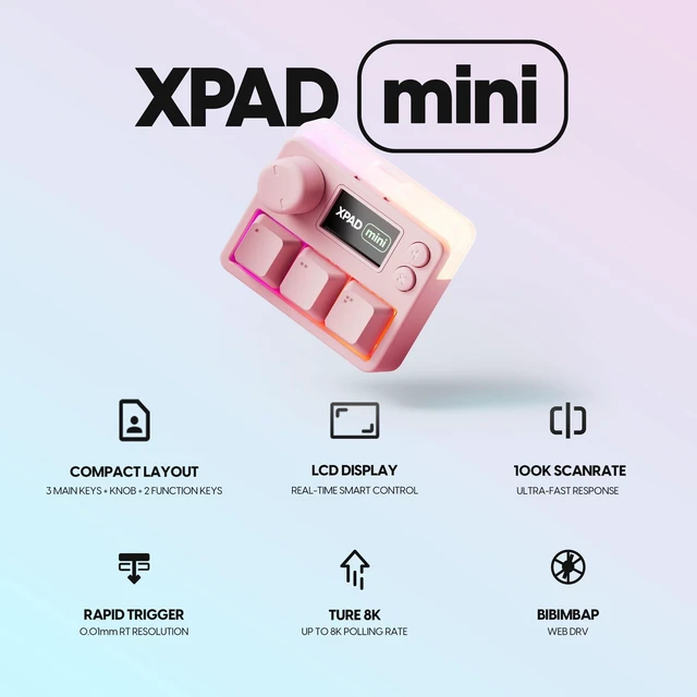 Alt view image 2 of 5 - Pulsar Gaming Gears Pulsar Lab XPAD Mini 3-Key OSU Gaming Keypad, Pink