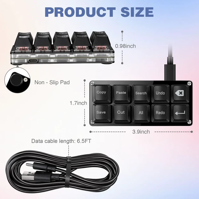 Alt view image 2 of 5 - Mini 10-Key Copy Paste Programmable Keyboard Hotswappable Mechanical Switch