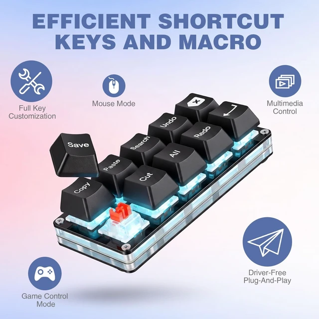 Alt view image 4 of 5 - Mini 10-Key Copy Paste Programmable Keyboard Hotswappable Mechanical Switch