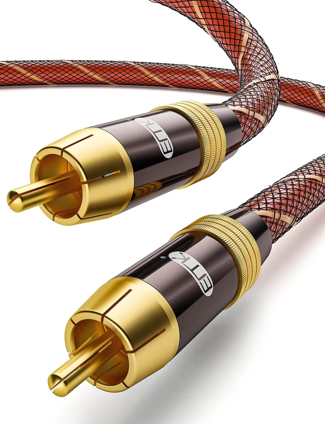 Main image of EMK Subwoofer Cable 5ftRCA to RCA 75-ohm SPDIF Digital Coaxial Audio CordGold-Plated Shielded Coax Cable for HiFi Systems, Soundbar, DAC, Home Theater, Amplifiers