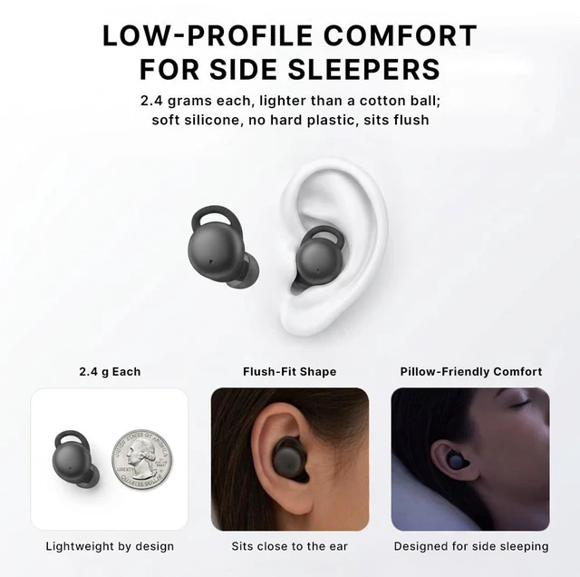 Alt view image 3 of 5 - Vionb Hush Small Invisible Earbuds, Mini Sleep Earbuds for Side Sleepers