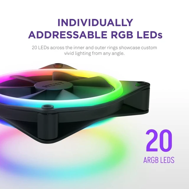 Alt view image 3 of 5 - NZXT F120 RGB Duo - 120mm Dual-Sided RGB PC Case Fan - Black