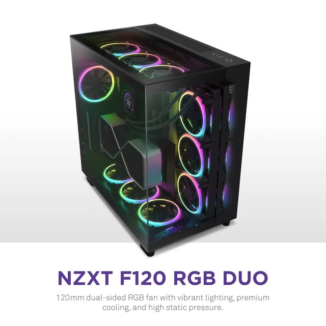 Alt view image 2 of 5 - NZXT F120 RGB Duo - 120mm Dual-Sided RGB PC Case Fan - Black