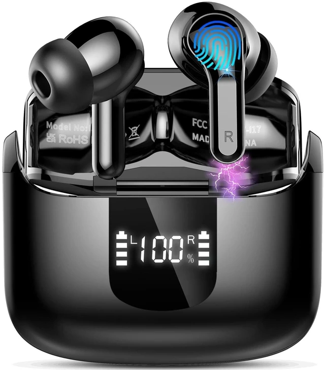 Main image of Wireless Earbuds, 2026 Bluetooth 5.4 Headphones NEW Ear Buds 40H Bass Stereo in-Ear Earphones ENC Noise Cancelling Earbuds with 4 HD Mic, USB-C LED Display IP7 Waterproof Sport Headset for Andr
