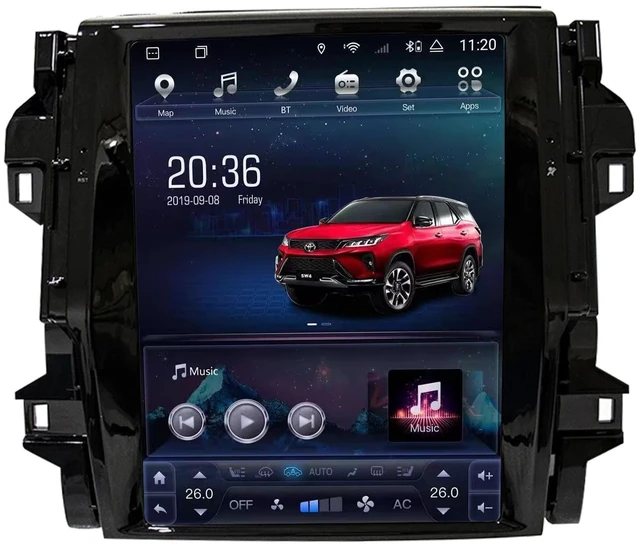 Main image of Multimidia Automotiva Sw4 for Tesla Style Compatible with Toyota Hilux 2022 Vigo Android Fortuner 2018 Radio Screen Stereo 12.1inch 2016/25 RAM 8GB ROM 128GB(auto air A/C only