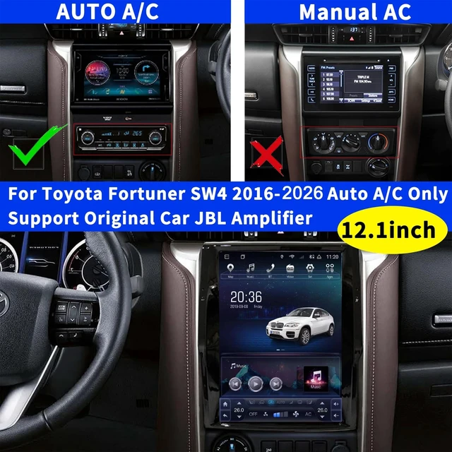 Alt view image 2 of 5 - Multimidia Automotiva Sw4 for Tesla Style Compatible with Toyota Hilux 2022 Vigo Android Fortuner 2018 Radio Screen Stereo 12.1inch 2016/25 RAM 8GB ROM 128GB(auto air A/C only