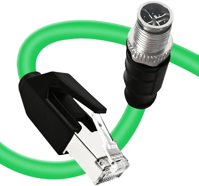 Main image of GEOAOBLE 16.4FT M12 X Code 8 Pin Male to RJ45 Industrial Ethernet Cable High Flexible Shielded CAT6A Ethernet Cable for Industrial Camera Network Application 5M