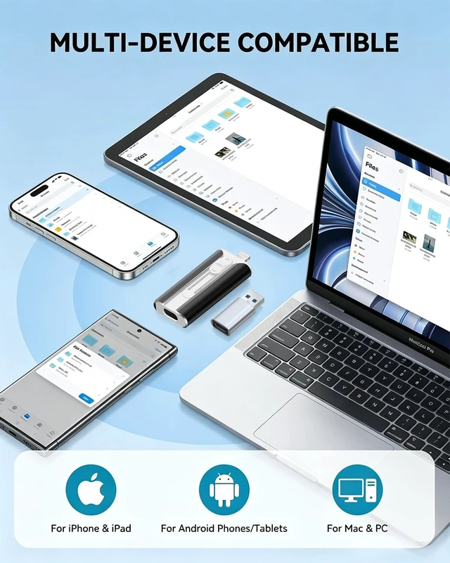 Alt view image 3 of 5 - MFI Certified 512GB Flash Drive Photo Stick and USB Stick Offers Photo/Video Storage, The External Storage is Compatible with iOS, Android, and Pc,1 Pack (Black)(Available Space: ~484GB)