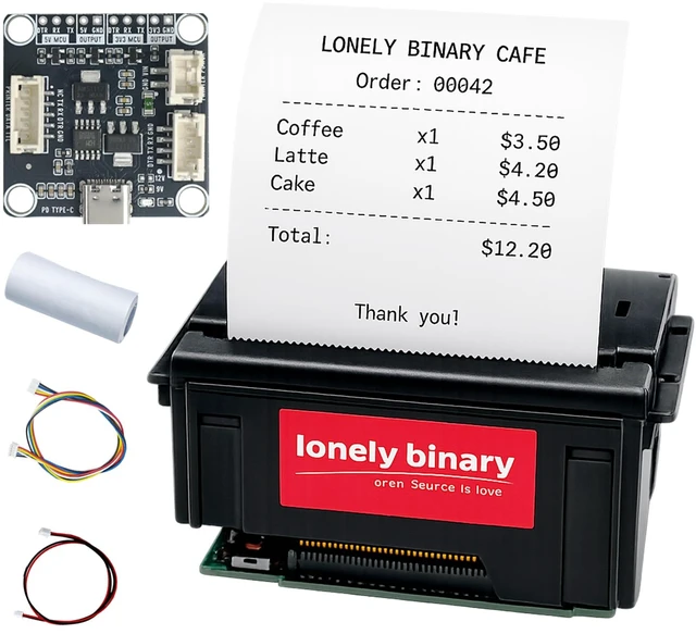 Main image of Lonely Binary 58mm Thermal Receipt Printer Kit Type-C for ESP32 & C++