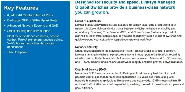 Alt view image 4 of 5 - 48-Port Managed Gigabit Ethernet Switch with 4 10G SFP+ Uplinks LGS352C