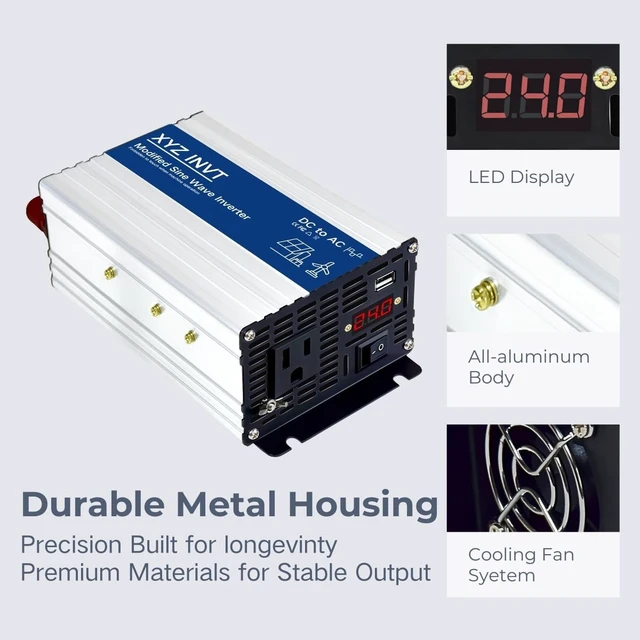 Alt view image 2 of 5 - XYZ INVT 600W Power Inverter 24V DC to 110V 120V AC
