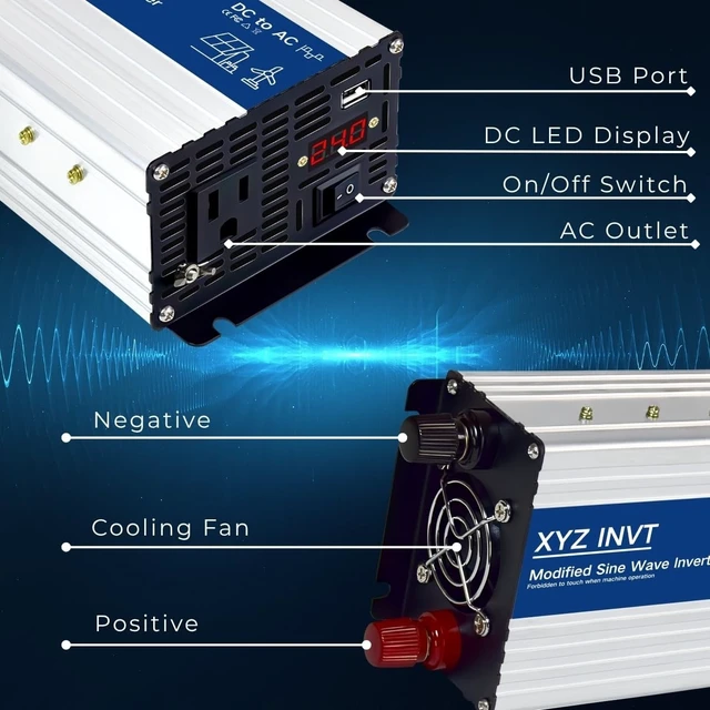 Alt view image 4 of 5 - XYZ INVT 600W Power Inverter 24V DC to 110V 120V AC