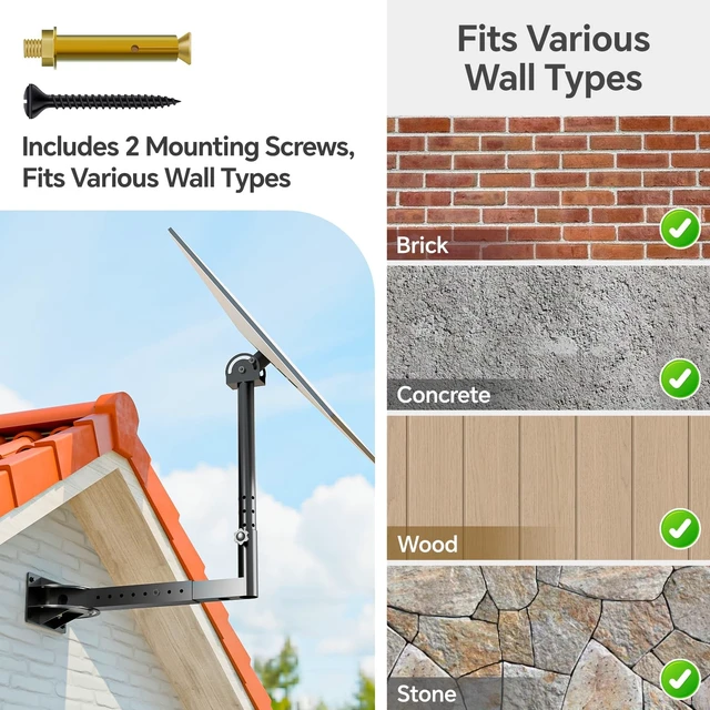 Alt view image 5 of 5 - NiHome 3-Way Adjustable Roof & Wall Mount Kit for Starlink Standard Gen 3, Telescoping Pole Pipe Adapter for Precise Antenna Alignment, Concrete & Wood Screws Included