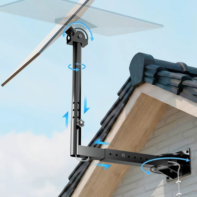 Main image of NiHome 3-Way Adjustable Roof & Wall Mount Kit for Starlink Standard Gen 3, Telescoping Pole Pipe Adapter for Precise Antenna Alignment, Concrete & Wood Screws Included