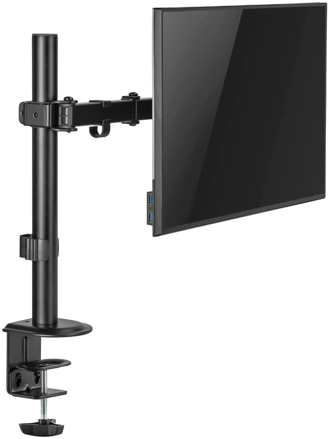 Alt view image 4 of 5 - Link2Home Articulating Full Motion Desk Mount for 17"32" Monitor Screen, Single Monitor Arm with Adjustable Swivel, Tilt, Rotation, VESA Compatibility, Cable Management, and Clamp or Grommet Base