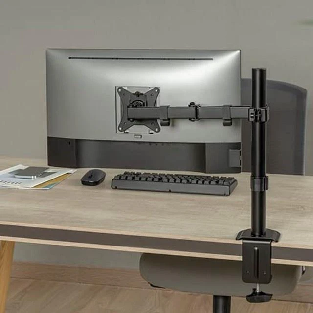 Alt view image 3 of 5 - Link2Home Articulating Full Motion Desk Mount for 17"32" Monitor Screen, Single Monitor Arm with Adjustable Swivel, Tilt, Rotation, VESA Compatibility, Cable Management, and Clamp or Grommet Base