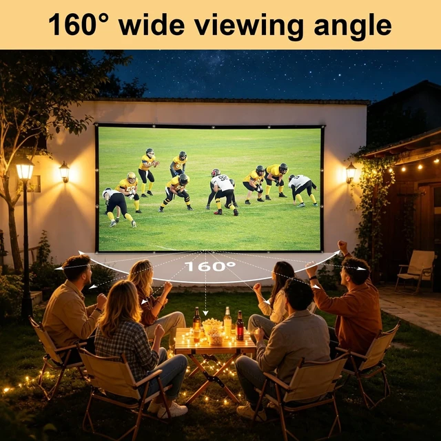 Alt view image 3 of 5 - Foldable Projector Screen,XINLEMY 4k 16:9 Anti-Crease Portable Washable Projector Backing Black Absorbs Light Movies Screens for Home Theater Backyard (150inch Projector Screen)