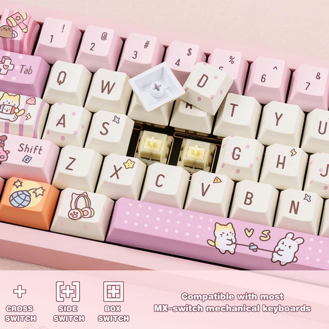 Alt view image 4 of 5 - ZERRIOY Pink Anime 145-Key PBT Cherry Profile Keycaps Set.