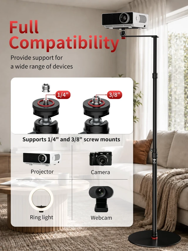 Alt view image 5 of 5 - IFOOTAGE Cobra RB-A400-PE Professional Projector Stand, Heavy Duty Aluminium Tripod Stand with Adjustable Ball Head, 90 Tilt Angle, Weighted Base for Projector, DSLR, LED Light (79")