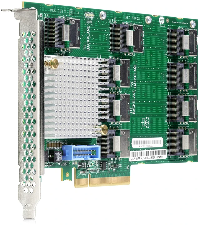 Main image of HPE DL38X Gen10 12Gb SAS Expander - 12Gb/s SAS, Serial ATA/600 - PCI Express 3.0 x8 - Plug-in Card - 9 Total SAS Port(s) - 9 SAS Port(s) Internal - 0 SAS Port(s) External