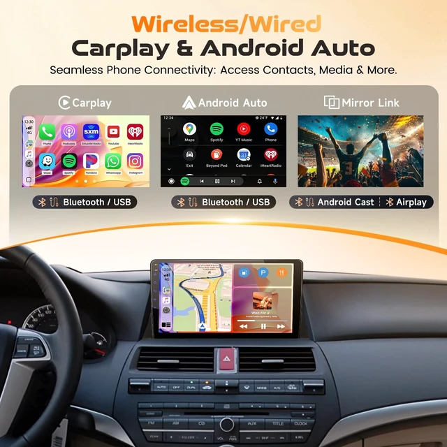 Alt view image 3 of 5 - Realdio Car Stereo for Honda Accord 2008-2013, 10.1" Touchscreen Radio