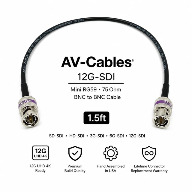 Alt view image 2 of 5 - AV-Cables 12G-SDI BNC to BNC Cable, 4855R,35ft, Black