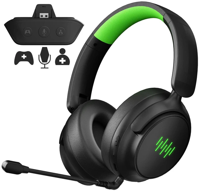 Main image of Dinosoo Wireless Bluetooth Headset for Gaming, 3D Surround Sound, Game/Chat Balance, Mic Mute, Foldable Design, Long Battery Life Works with Xbox One/Series X/S, PS5, PC, Mac, NS