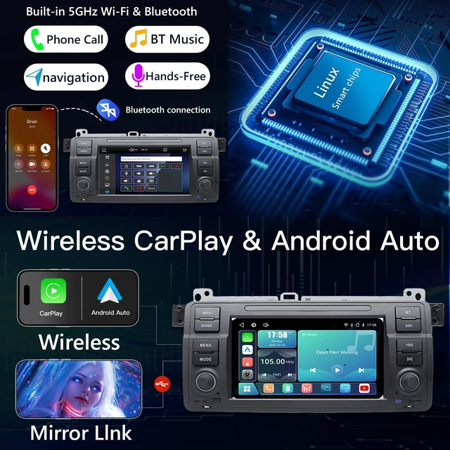 Alt view image 3 of 5 - Uckazy 7" Linux IPS CarPlay Android Auto for BMW E46 3 Series 1999-2005