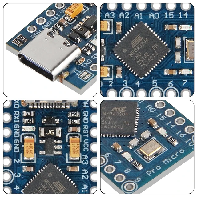 Alt view image 2 of 5 - 4Pcs Atmega32U4 Type-C Pro Micro 5V 16MHz Module Board Programming USB C Development Board Micro Controller for Arduino IDE