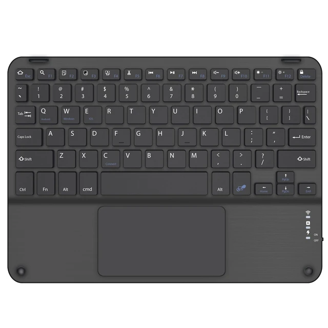 Alt view image 2 of 5 - BoxWave Keyboard Compatible with Trimble T10 - SlimKeys Bluetooth Keyboard with Trackpad, Portable Slim TouchPad - Jet Black