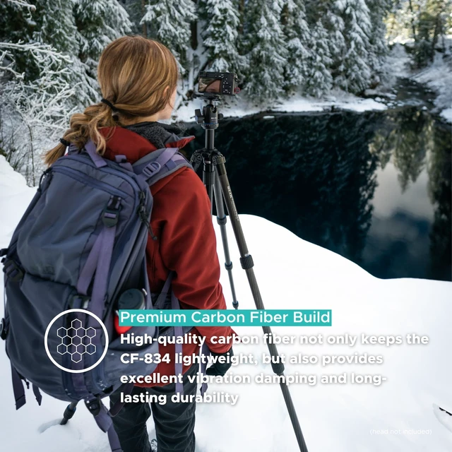 Alt view image 5 of 5 - SLIK PRO CF-834 Heavy Duty Professional Carbon Fiber Tripod Legs 65" Tall (615-923) - Folds Down to 18.9", Weighs 3.4lbs, Supports 39lbs - Perfect for Heavy Photography, Video, and Glassing Equipment