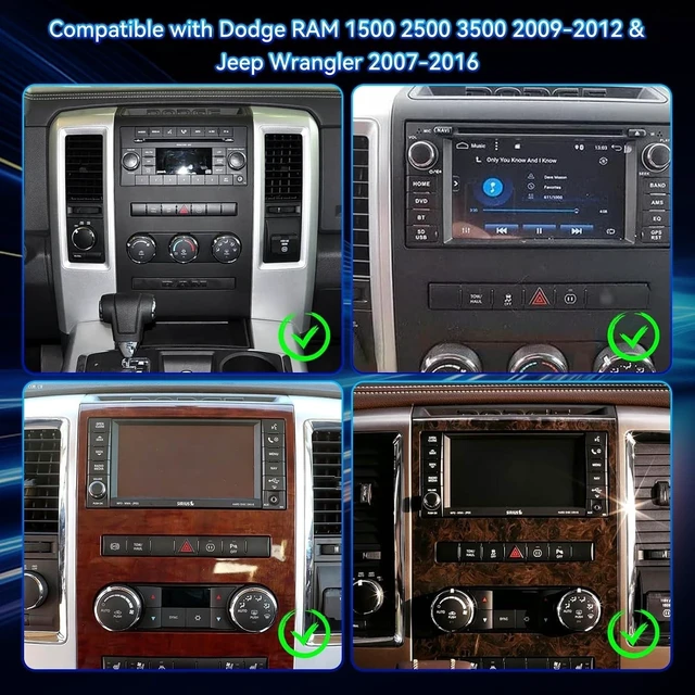Alt view image 2 of 5 - Loddery 9.7 Inch Android 14 Car Radio for Jeep Wrangler JK 2007-2018 for Dodge Ram 1500 2500 2009-2012 IPS Touch Screen with Wireless & Wired Carplay, Double Din Built-in GPS WiFi DSP Camera MI