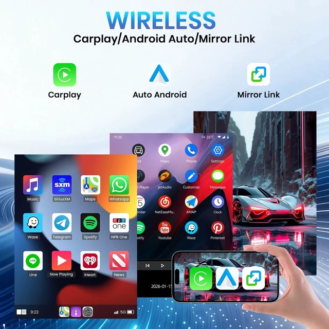 Alt view image 3 of 5 - Loddery 9.7 Inch Android 14 Car Radio for Jeep Wrangler JK 2007-2018 for Dodge Ram 1500 2500 2009-2012 IPS Touch Screen with Wireless & Wired Carplay, Double Din Built-in GPS WiFi DSP Camera MI