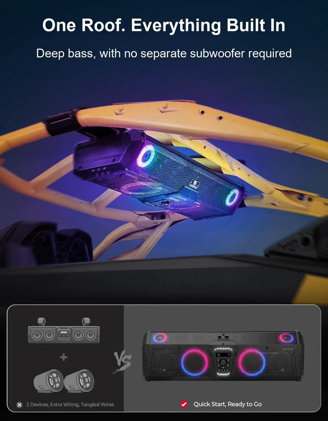 Alt view image 3 of 5 - KEMIMOTO Midnight 90 UTV Sound System Compatible with X3 MAX, RZR