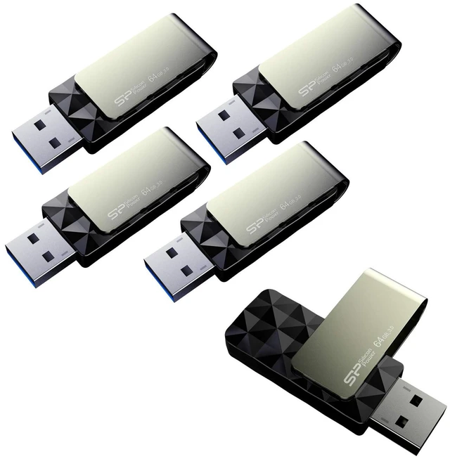 Main image of Silicon Power 5-Pack 64GB USB 3.2 Gen1 (USB 3.0) USB Flash Drive Blaze B30