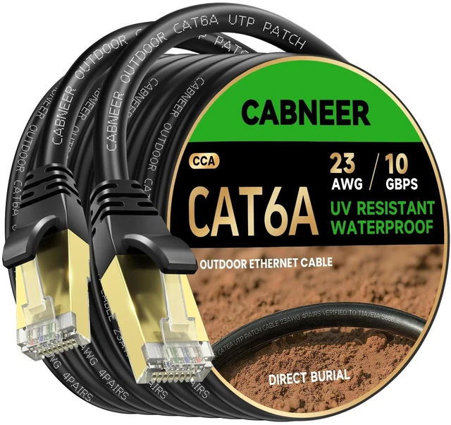 Main image of CAT6A Outdoor Ethernet Cable 150ft, DirectBurial RJ45 Network Cable