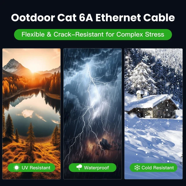Alt view image 3 of 5 - CAT6A Outdoor Ethernet Cable 150ft, DirectBurial RJ45 Network Cable