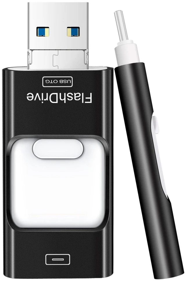 Main image of Flash Drive for Phone 256GB, 4 in 1 USB Type C Memory Stick, Photo Stick External Storage Thumb Drive for Phone Pad Android Computer, Titanium Black
