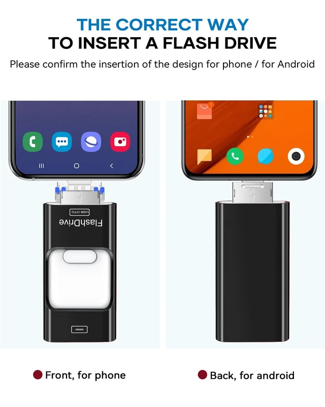Alt view image 3 of 5 - Flash Drive for Phone 256GB, 4 in 1 USB Type C Memory Stick, Photo Stick External Storage Thumb Drive for Phone Pad Android Computer, Titanium Black